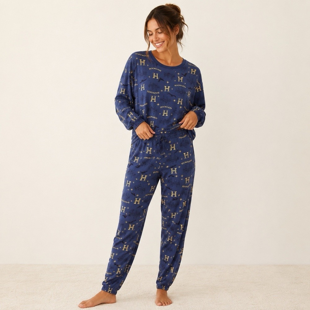 womens pajamas set Harry Potter S Wizard World Magic Long Sleeve Pants 2 Piece - Picture 1 of 10